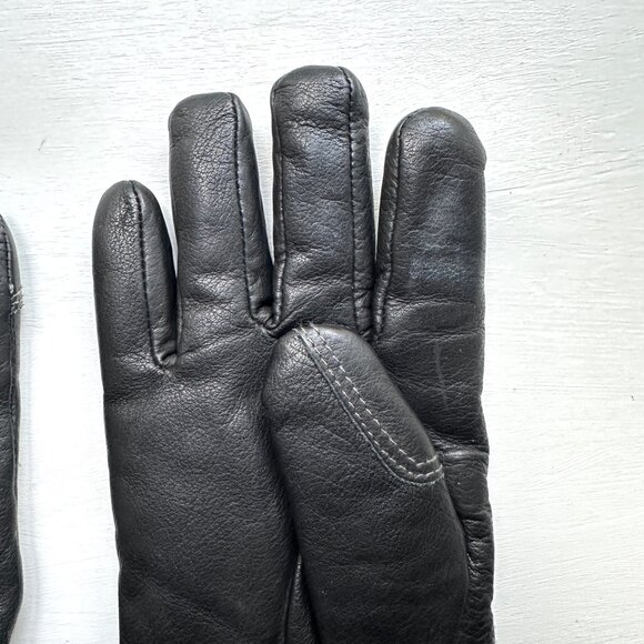 HUDSON'S BAY Gloves Genuine Leather Thinsulate Insulation Lining black gloves M - Picture 7 of 9